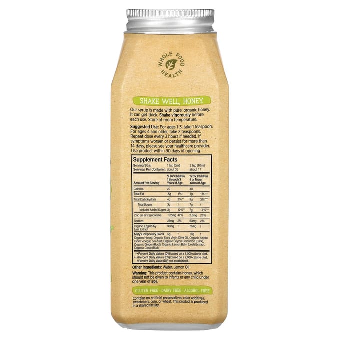 Maty's, Biologische Kinderhoestsiroop voor de Neus, Leeftijden 1+, 6 fl oz (177 ml)