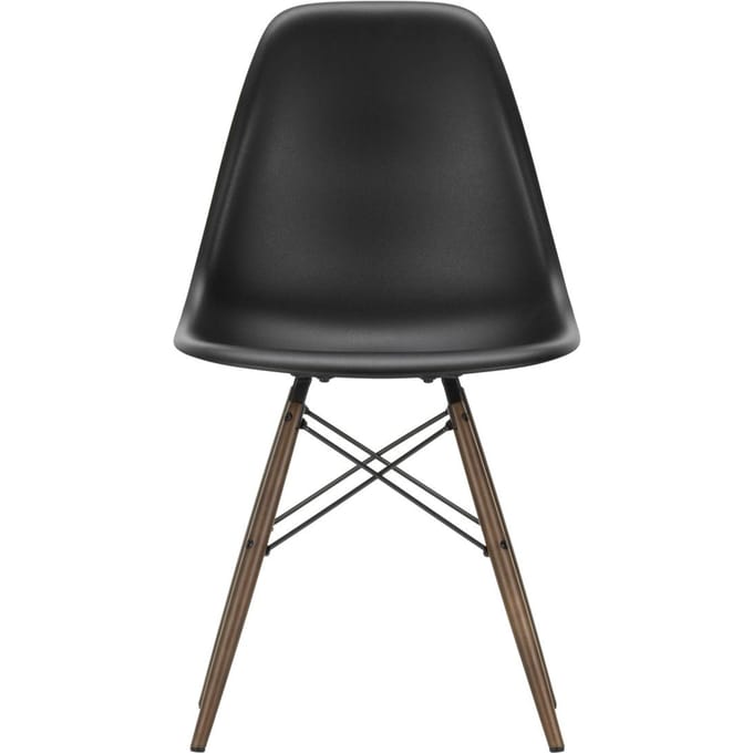 Vitra - DSW Eames Plastic Sidechair - diepzwart RE - donkere esdoorn