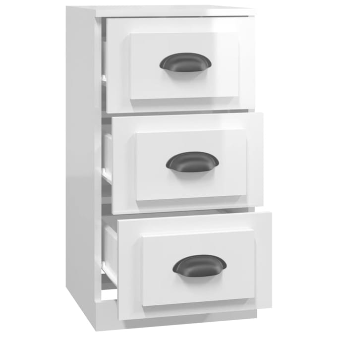 vidaXL - Dressoir - 36x35,5x67,5 - cm - bewerkt - hout - hoogglans - wit