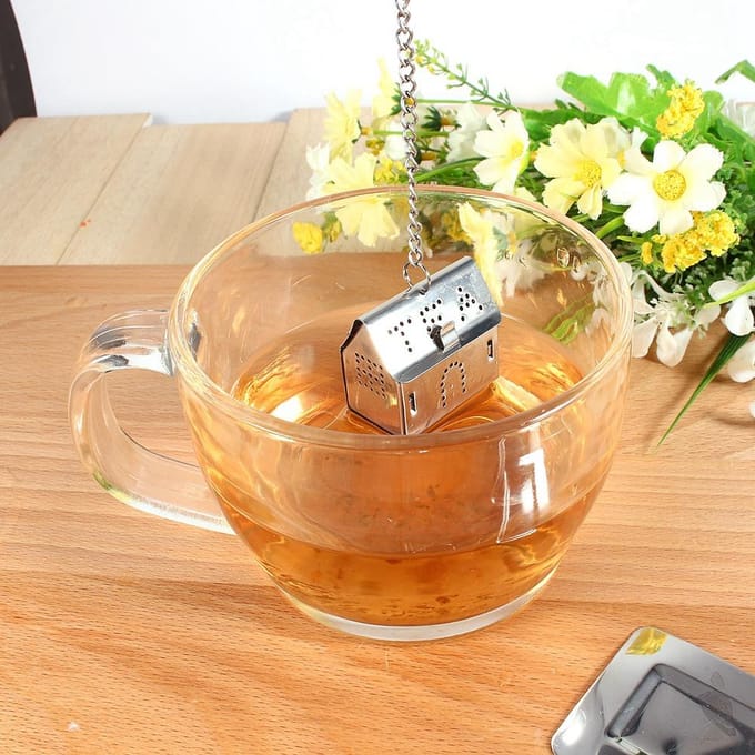 Roestvrijstalen losse theeblaadjes infuser bal zeef filter diffuser kruidenhuisvorm white