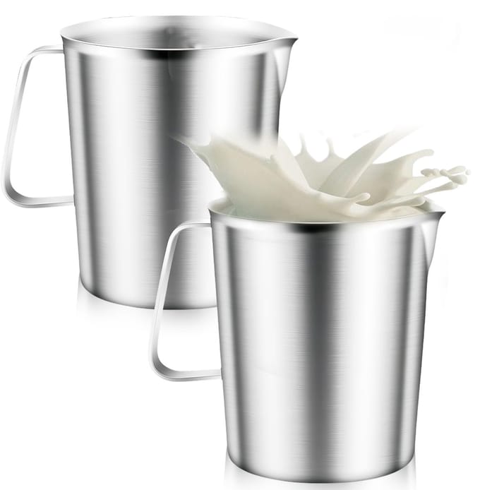 Solidchoice - Set van 2 RVS Maatbekers met Handvat en Inhoudsmarkering