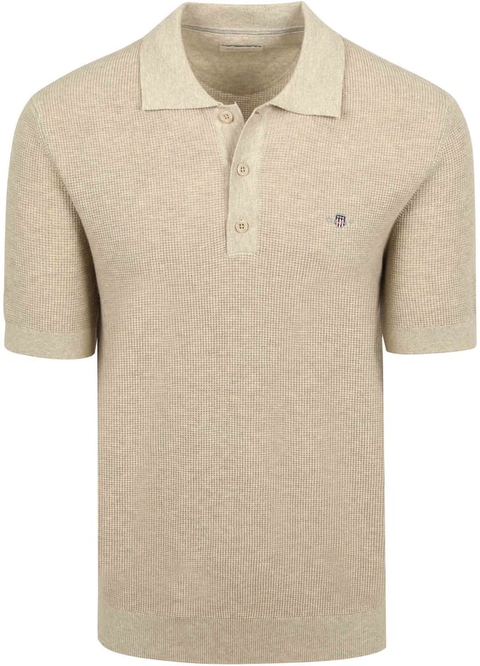Gant Knitted Poloshirt Beige - Maat 3XL - Heren