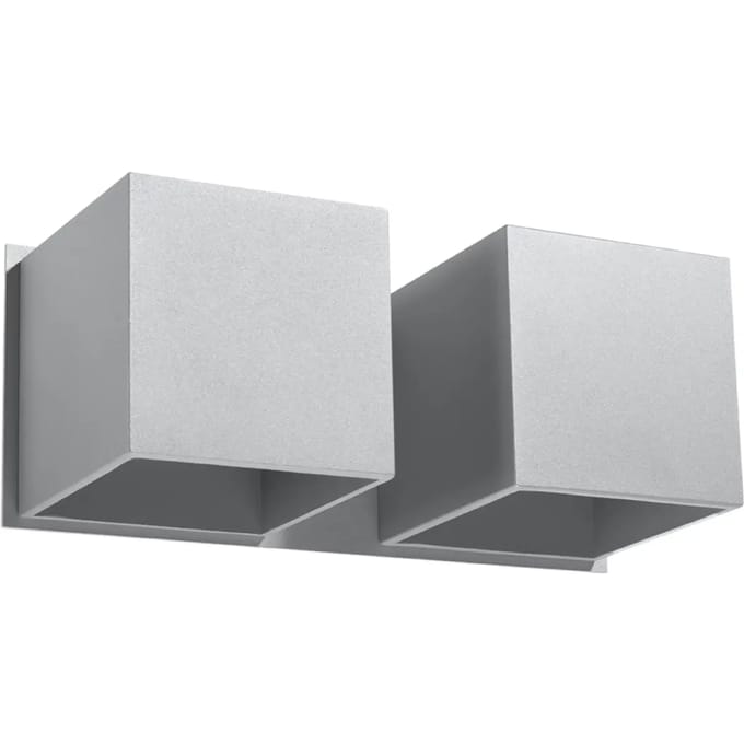 Wandlamp QUAD 2 met 2 lichtpunten naast elkaar - Sollux Lighting - IP20 - Grijs aluminium behuizing - 26 x 12 x 11 cm - 2 x G9 LED, exclusief lichtbron - 2 x 8 W - Moderne wandlamp voor gang, hal en woonkamer
