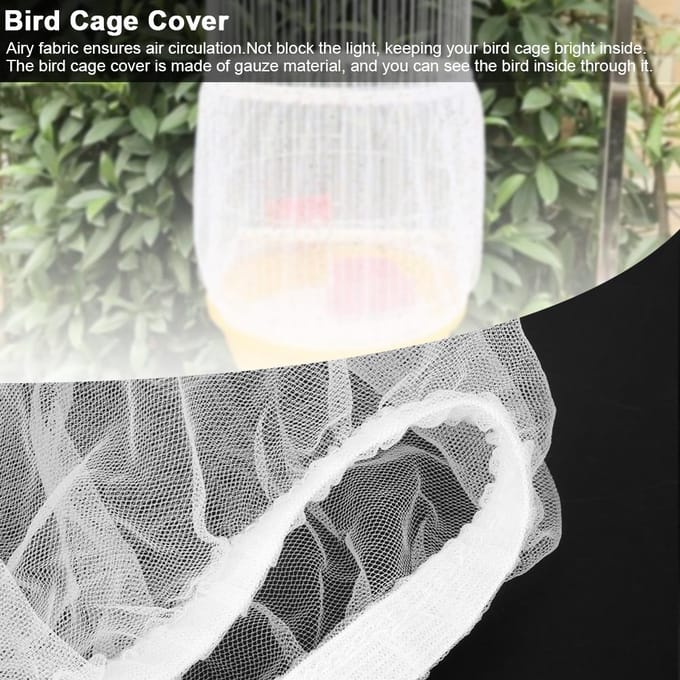 Accessoire Cage à Oiseaux Lavable en Machine Housse en Tissu Filet Aéré Pare-Graines (blanc)Petit S white