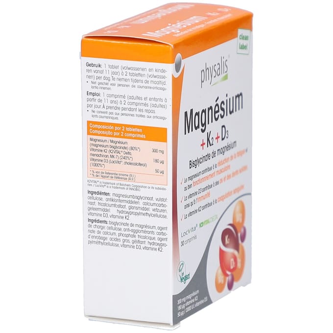 Physalis Magnesium + K2 + D3 Tabletten (30 tabletten)