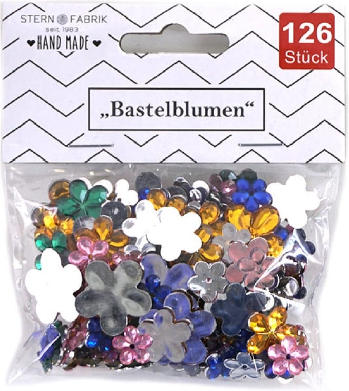 Stern Fabrik Strass stenen - bloem - 126x - gekleurd - knutsel/decoratie