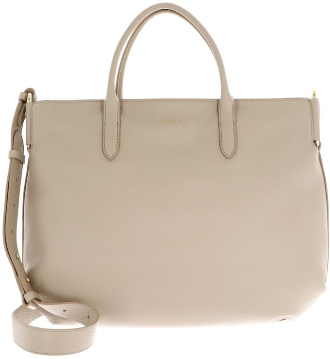 COCCINELLE Leren handtas schoudertas Rebekka Handbag Grained Leather Sandshell beige