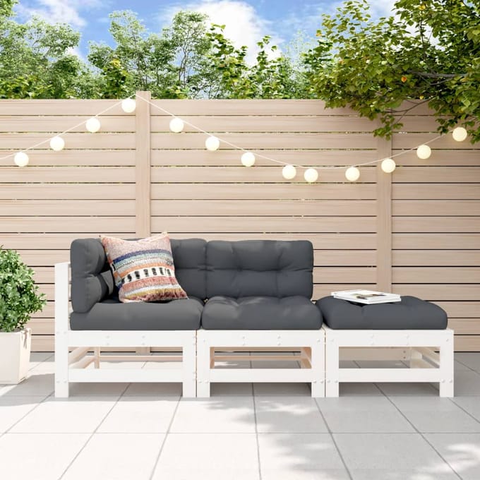 vidaXL - 3-delige - Loungeset - massief - grenenhout - wit