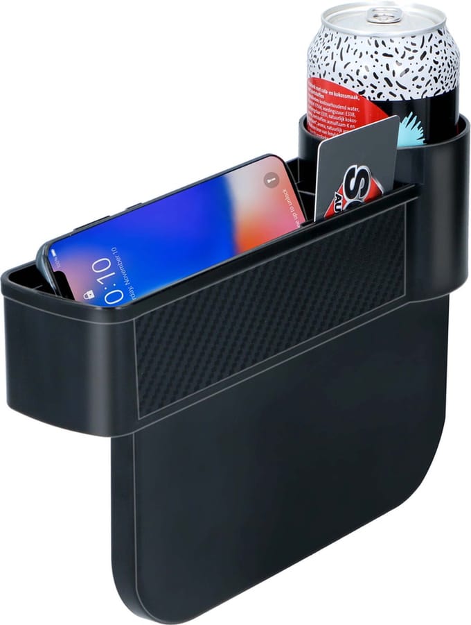 Dunlop Autostoel Organizer - met Cupholder - Antislip mat - Zwart