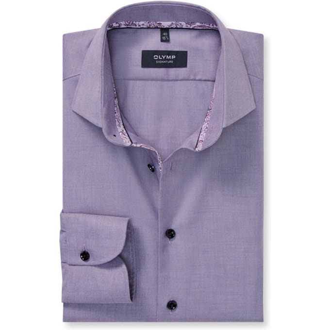 OLYMP Signature Overhemd, Tailored Fit, Signature Kent, Pruimkleurig