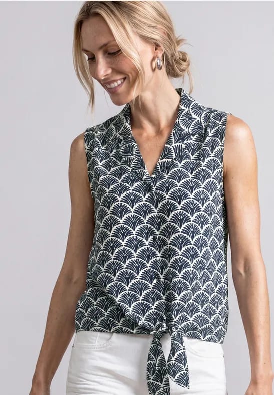 Blousetop met bowlingkraag en knoop