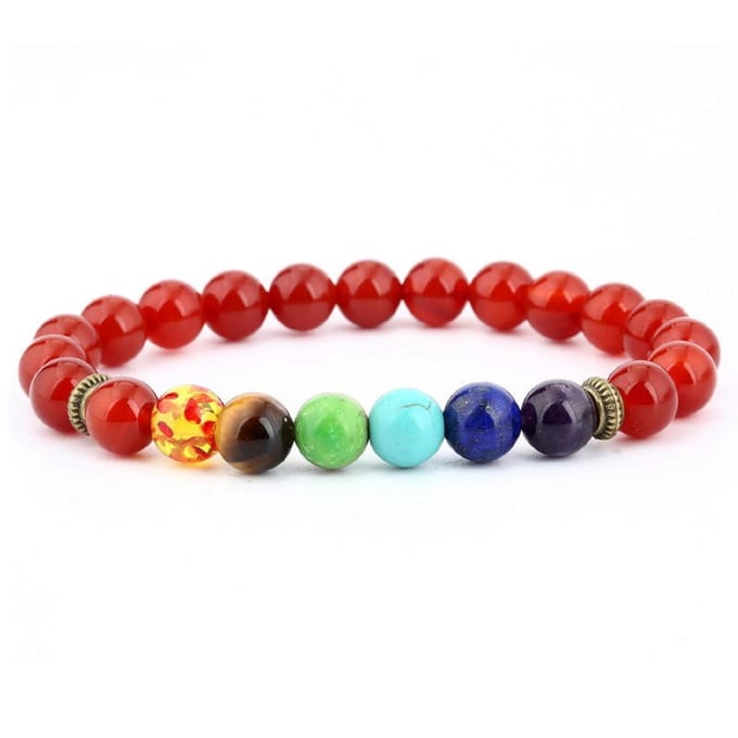 Chakra – Armband Natuursteen – Agaat – Rood / Oranje - 20 cm