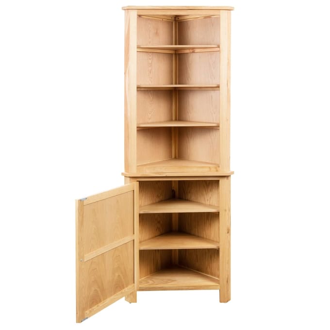 vidaXL - Hoekkast - 59x36x180 - cm - massief - eikenhout