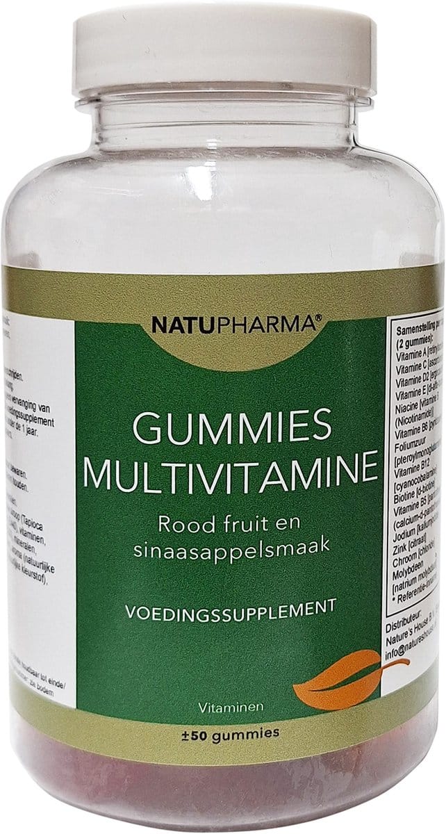 Natupharma Gummies Multivitaminen rood fruit-sinaasappel 50 st.
