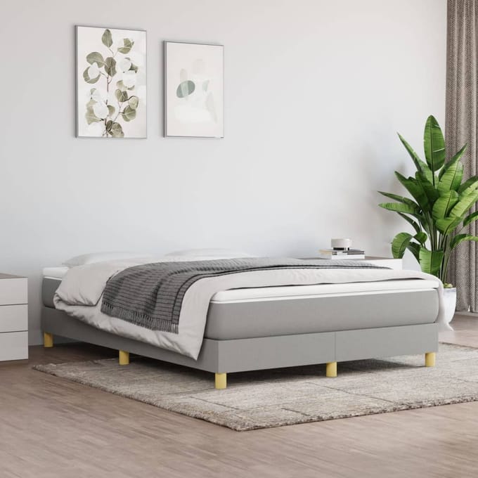 vidaXL - Boxspring - bed - stof - lichtgrijs - 140x190 - cm