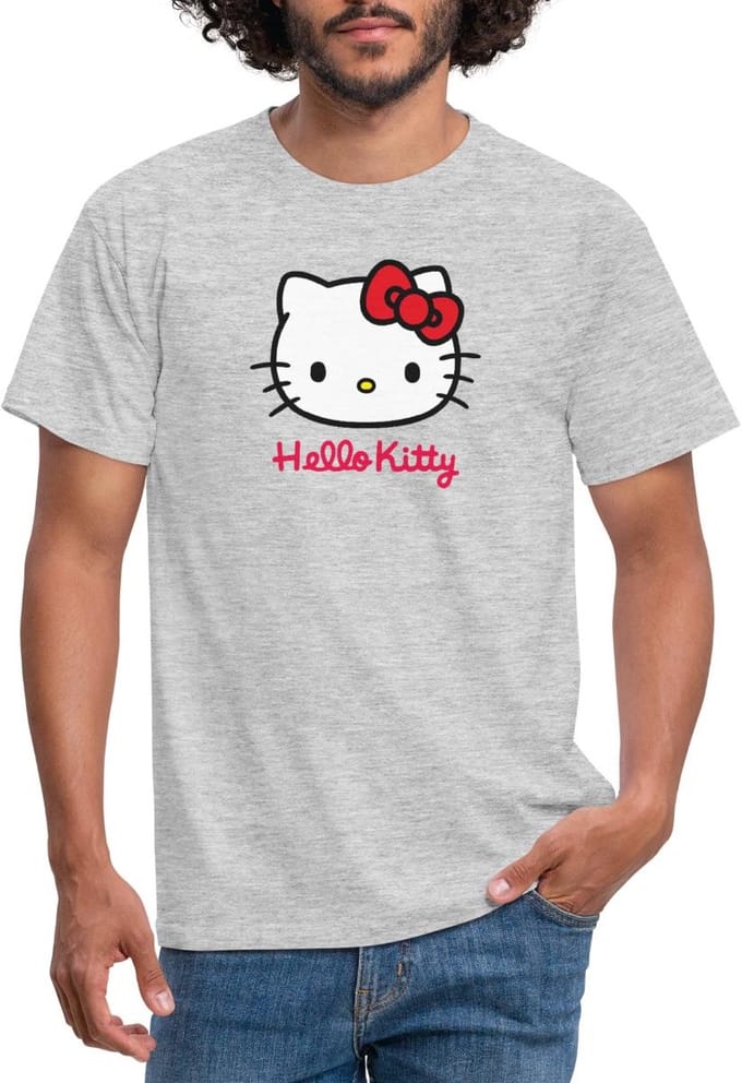 Hello Kitty Klassiek Portret Hello Kitty Tekst T-Shirt Heren