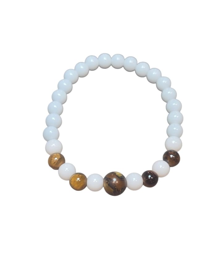 witte agaat met tijgeroog armband.