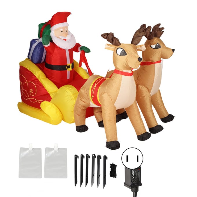 Opblaasbare Kerstmanslee Decoratie Polyester Lichtgevend met Krachtige Ventilator Kerstman en beige