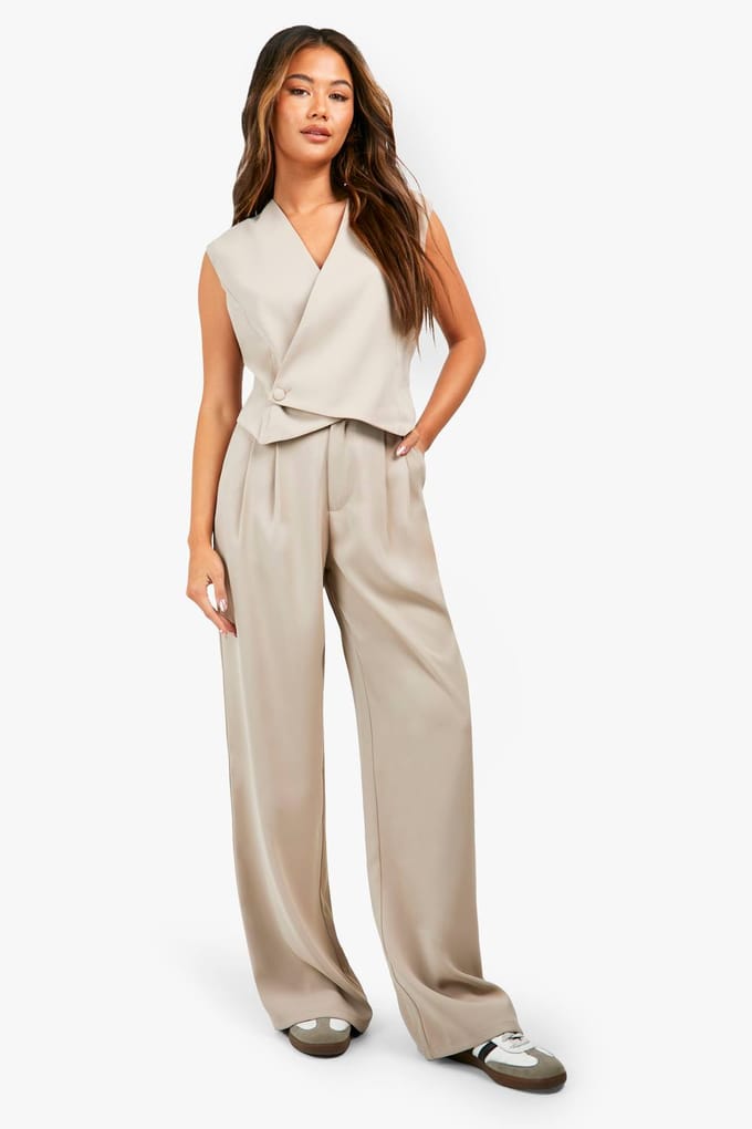boohoo Dames Fluid wijde broek | Taupe | Maat: 42