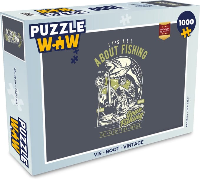 Puzzel Vis - Boot - Vintage - Legpuzzel - Puzzel 1000 stukjes volwassenen