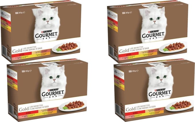 4x Gourmet Gold Multipack Fijne Hapjes Rood 12 x 85 gr