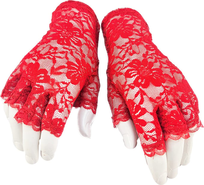 BamBella® - Handschoenen Rood kant Kort - dames - Vingerloos