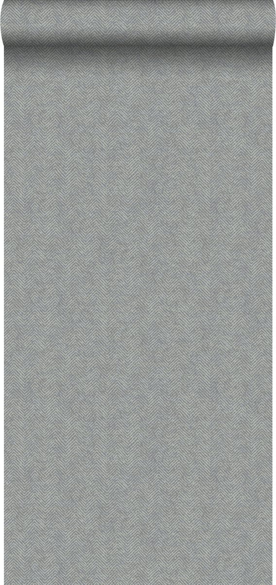 Origin Wallcoverings behang geweven visgraat-motief blauw grijs - 53 cm x 10.05 m - 347667