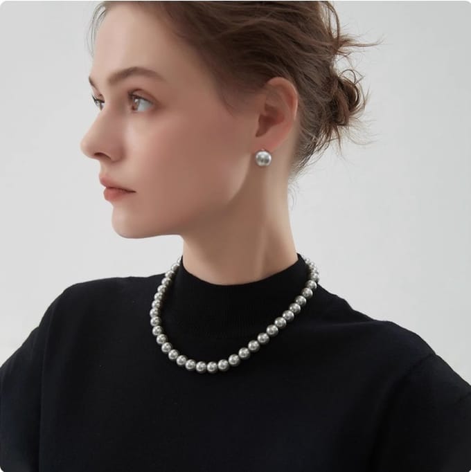 Parelketting – Ketting Dames – Grijze Parels – 10mm