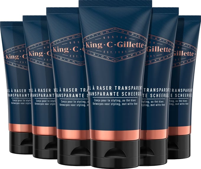 King C. Gillette Transparante Scheergel Voor Mannen - Voordeelverpakking 6x150 ml