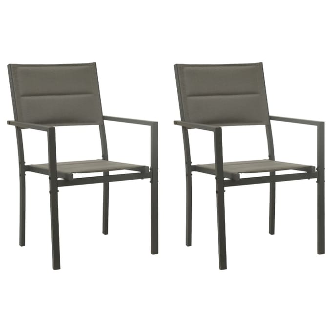 vidaXL - Tuinstoelen - 2 - st - textileen - en - staal - grijs - en - antracietkleurig