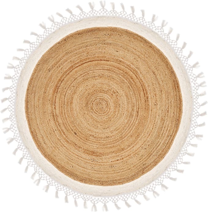MARTS - Vloerkleed - Beige/wit - 140 cm - Jute