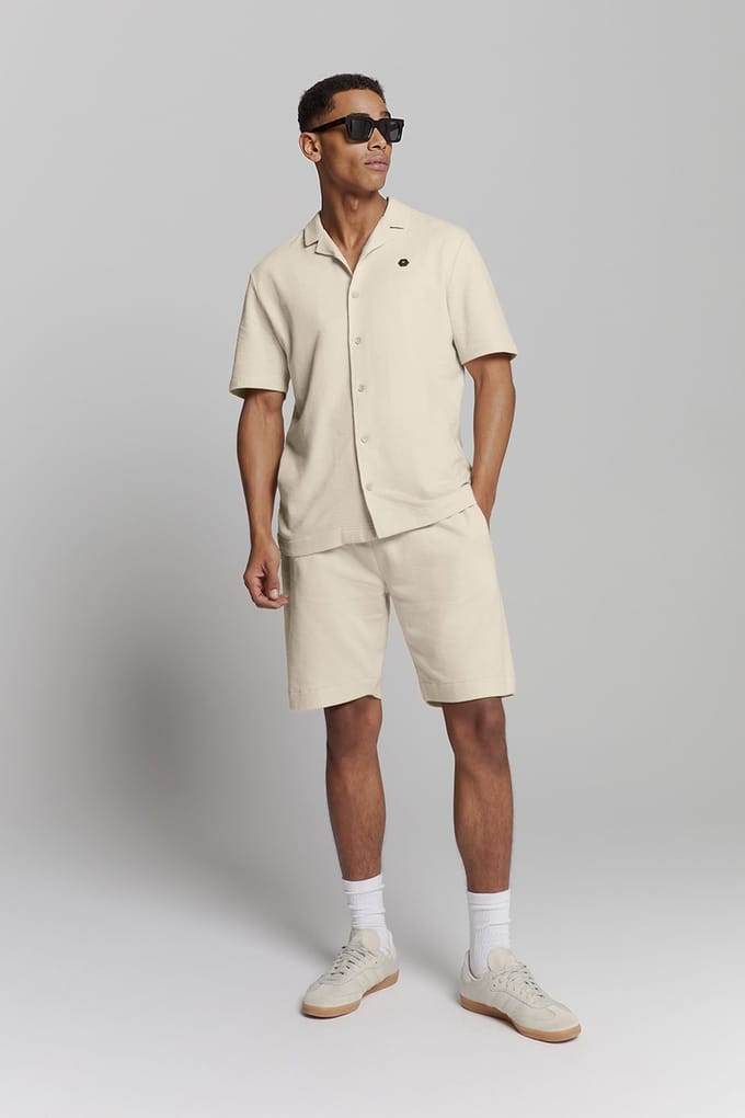 No Excess Shirt Short Sleeve Jersey Revers Collar Solid Terry Cement Größe: XXL | Casual hemden Outlet | Herren