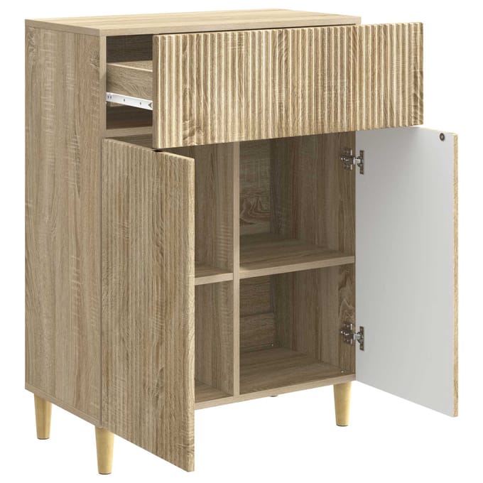 vidaXL - Dressoir - met - lade - Sonoma - Eiken - 66 - x - 34,5 - x - 90 - cm - Bewerkt - hout