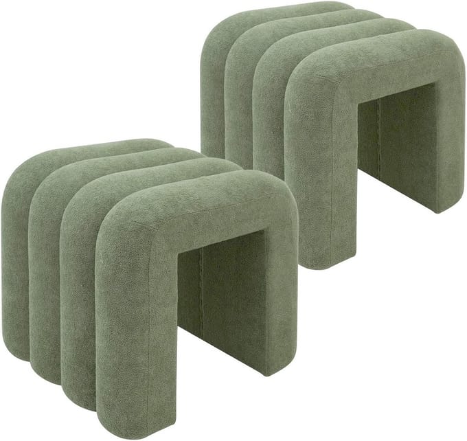 Set van 2 moderne, comfortabele poefs in groen