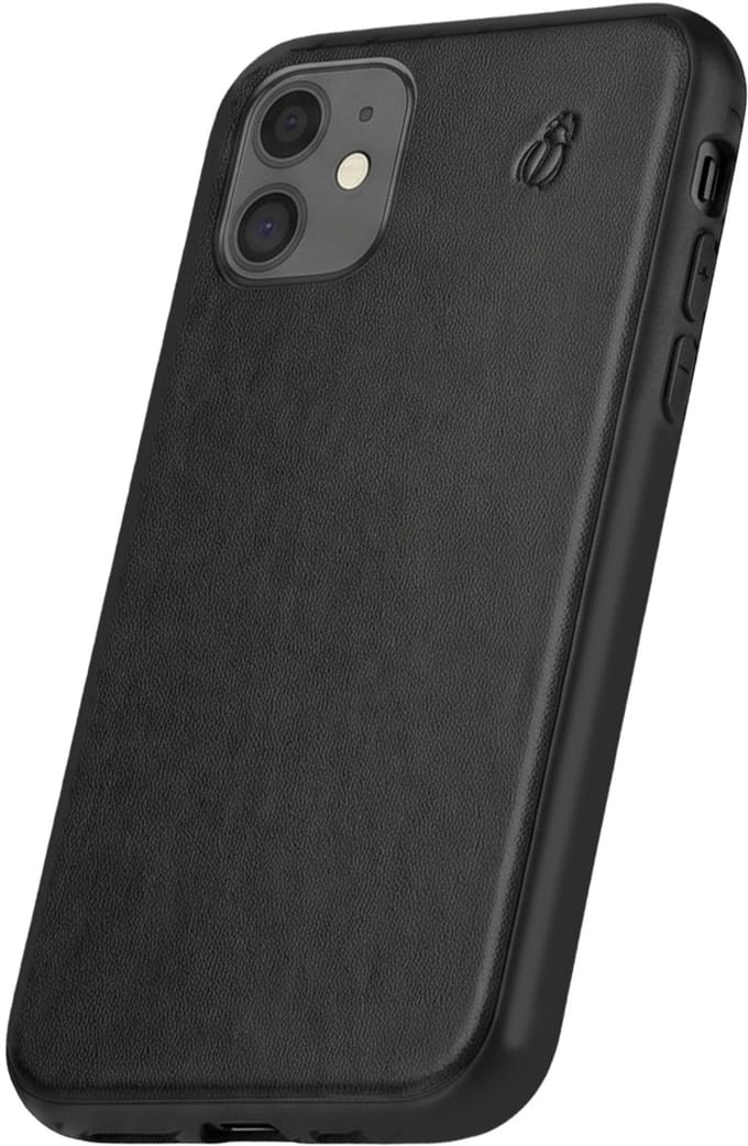 BeetleCase, Hoesje geschikt voor iPhone 11 - Versterkt Leer, Zwart
