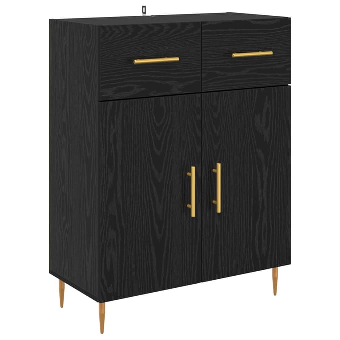vidaXL - Dressoir - Zwart - Eiken - 69,5 - x - 34 - x - 90 - cm - Bewerkt - hout