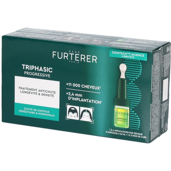 René Furterer Triphasic Progressive, Behandeling Tegen Haaruitval Voor Levensduur & Densiteit Erfelijke & Hormonale Haaruitval 8fl.