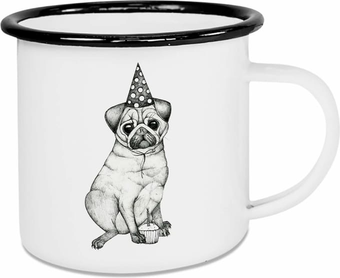 Ligarti Handgemaakte emaille mok Pug 500ml