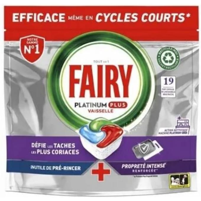 Fairy Platinum Plus Capsules Lave-vaisselle 19 pièces.
