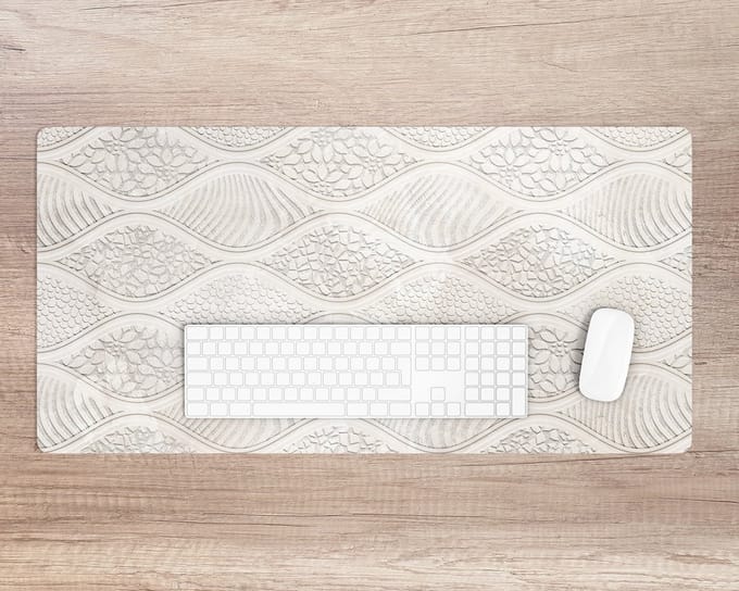 Coloray Bureau Onderlegger - Kustpatroon Onderlegger Bureau - 120 cm x 60 cm - Wit Bureau Onderlegger - Bureau Onderlegger Groot - Bureau Onderlegger XXL - Computer Mat - Bureau Pad