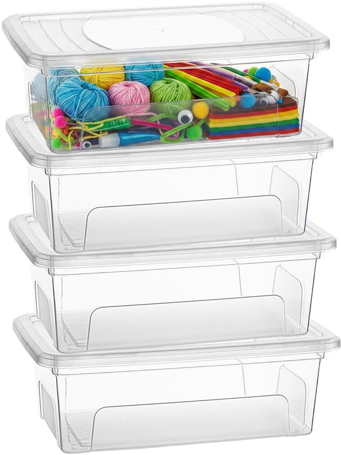 Plasticforte Opslagbox Easy met deksel - 4x - 5.1 Liter - 33 x 21 x 12 cm - transparant - kunststof
