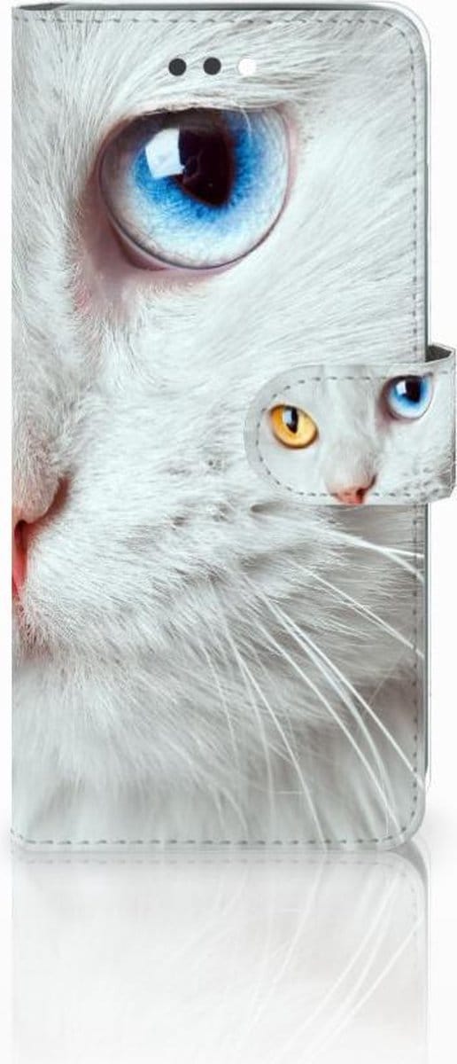 Apple iPhone 7 Plus | 8 Plus Telefoonhoesje met Pasjes Witte Kat