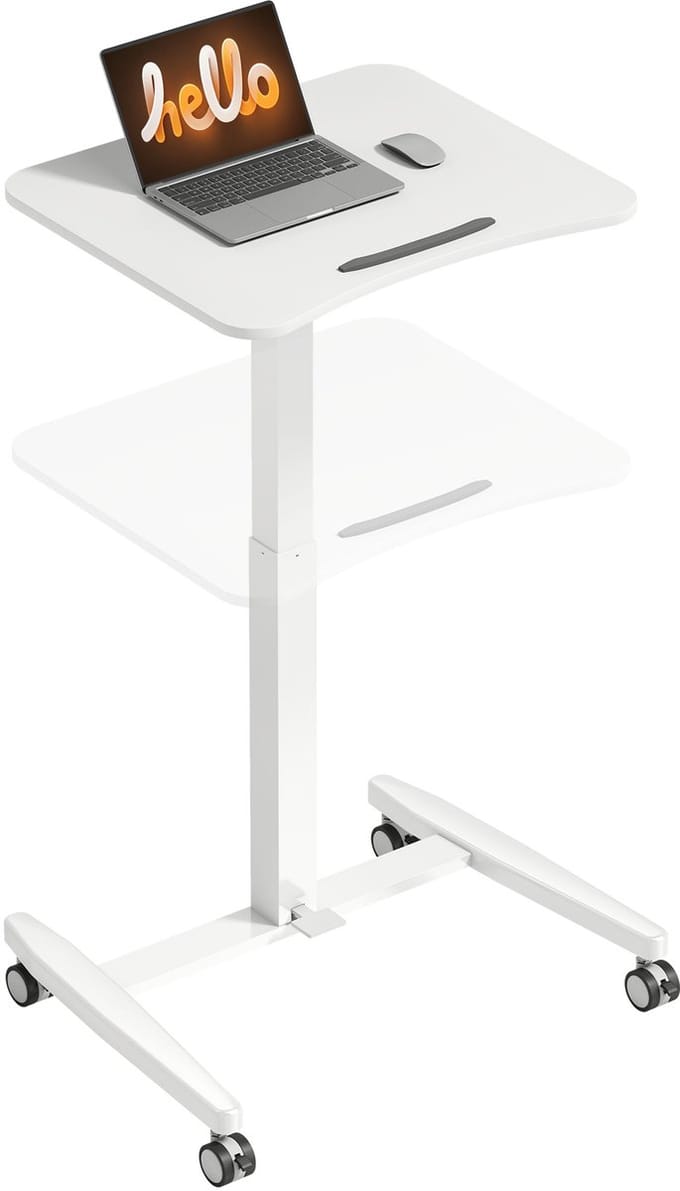 Homcom Staand Bureau-MDF, staal-60,5L x 52B x 75-114H cm-Wit