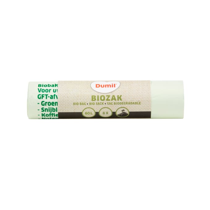 Biozakken 60 liter groen 60x80 cm composteerbaar - Rol 5 stuks