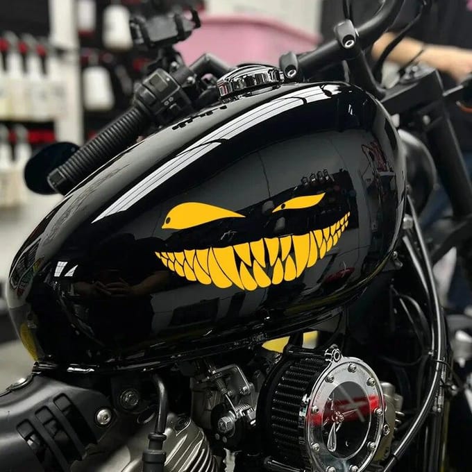 Creatieve ogen slechte glimlach autostickers motorfiets stickers grappige auto body styling decoratie raamsticker vinyl waterdicht