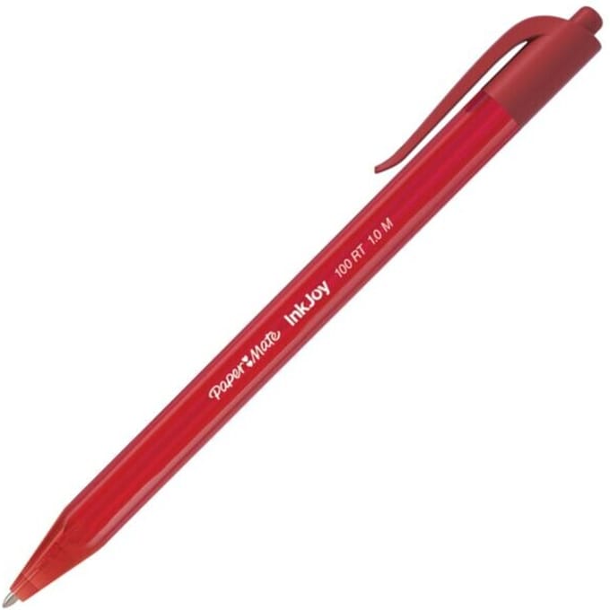 Paper Mate InkJoy 100RT intrekbare balpennen | medium punt (1,0 mm) | Rood | 20 stuks