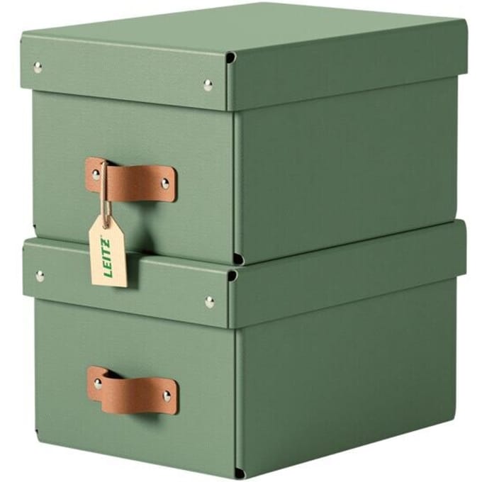 Leitz Puro Kleine Opbergdoos met Deksel - Set van 2 - 7L - 100% Gerecycled Karton - Groen