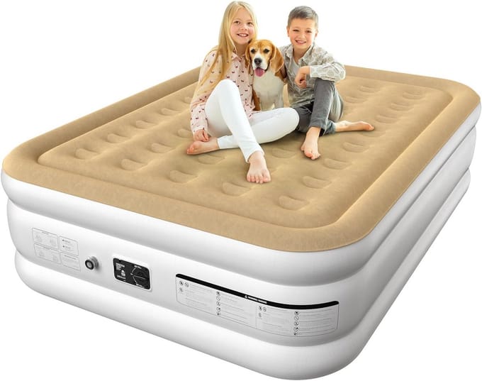 Queen Luchtbed met Ingebouwde Pomp - Beige