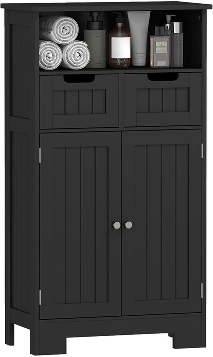 Kleankin-badkamerkast-MDF-60x30x108cm-zwart