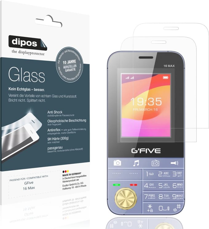 dipos – 2x Matte Pantserfolie geschikt voor GFive 16 Max | 9H Screenprotector